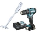 Ver imagem 1 de Kit Parafusadeira/Furadeira e Aspirador de Pó Makita a Bateria com Carregador e Bateria 12V KITHP333