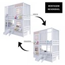 Ver imagem 2 de Beliche Casinha Reta 2 Janelas 2 Gav Escorregador Rosa