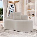 Ver imagem 2 de Kit 02 Sofás Orgânicos Living Bob 145cm 02 Lugares com 02 Almofadas Bouclê Bege - Desk Design