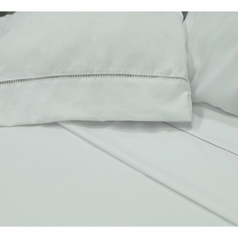 Jogo de Cama Lençol 400 Fios Casal P. Palito 4 Pçs Branco Casa Dona