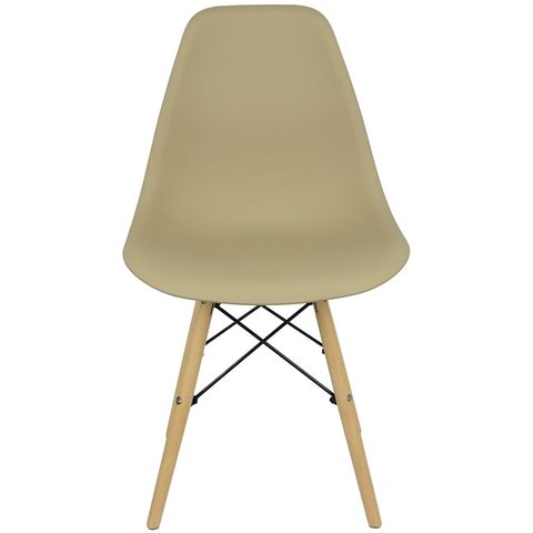 Kit 7 Cadeiras Charles Eames Eiffel Wood Design Bege
