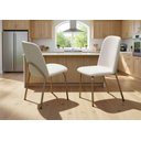 Ver imagem 3 de Kit 2 Cadeiras Jantar Dubai Tubo Champagne Estofada Linho Off White