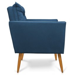 Poltrona Olivia Suede Pés Palito Castanho - Pallazio - Azul Marinho - 4