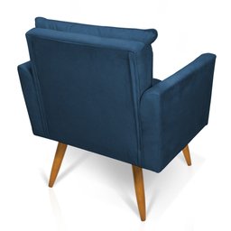 Poltrona Olivia Suede Pés Palito Castanho - Pallazio - Azul Marinho - 5