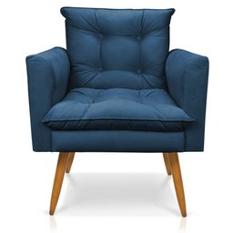Poltrona Olivia Suede Pés Palito Castanho - Pallazio - Azul Marinho - 1