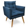 Poltrona Olivia Suede Pés Palito Castanho - Pallazio - Azul Marinho - 3