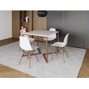 Ver imagem 1 de Mesa Industrial Base Ferro Cobre em V Tampo 90x90 Branco 4 Cadeiras Eames Madeira Assento Branco