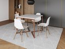 Ver imagem 1 de Mesa Industrial Base Ferro Cobre em V Tampo 90x90 Branco 4 Cadeiras Eames Madeira Assento Branco