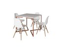 Ver imagem 2 de Mesa Industrial Base Ferro Cobre em V Tampo 90x90 Branco 4 Cadeiras Eames Madeira Assento Branco