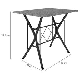 Mesa de Jantar Bruna 100x60 Cm com 4 Cadeiras 050 Preto com Granito Ocre Itabira - Artefamol - 3