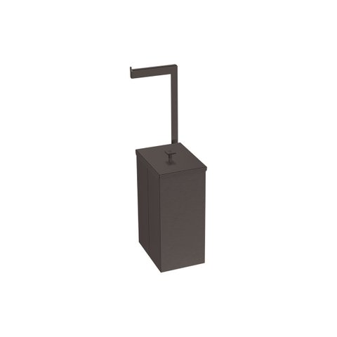Lixeira Aço Inox Luz Slim 5,5 Litros com Suporte Papel Higiênico Black Matte Tramontina