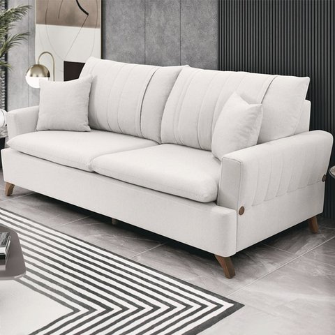 Sofa 3 Lugares 180 cm Eron Linho Bege Vazzano