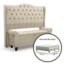 Ver imagem 6 de Conjunto Cabeceira Box com Recamier Divã para Cama Casal 1.40 Dubai Pávia Areia - Lh Móveis