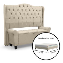 Conjunto Cabeceira Box com Recamier Divã para Cama Casal 1.40 Dubai Pávia Areia - Lh Móveis - 6