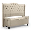 Ver imagem 3 de Conjunto Cabeceira Box com Recamier Divã para Cama Casal 1.40 Dubai Pávia Areia - Lh Móveis