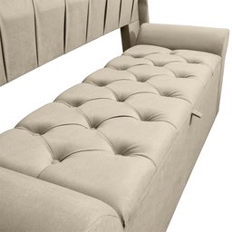Conjunto Cabeceira Box com Recamier Divã para Cama Casal 1.40 Dubai Pávia Areia - Lh Móveis - 2