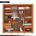 Ver imagem 3 de Guarda Roupa Marajó 245cm Ripado 2 Portas de Correr e 4 Gavetas com Espelho MDP Freijo/OffWhite G11