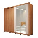 Ver imagem 2 de Guarda Roupa Marajó 245cm Ripado 2 Portas de Correr e 4 Gavetas com Espelho MDP Freijo/OffWhite G11