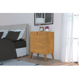 Mesa de Cabeceira 2 Gavetas com Chave Madri Canelato - 1