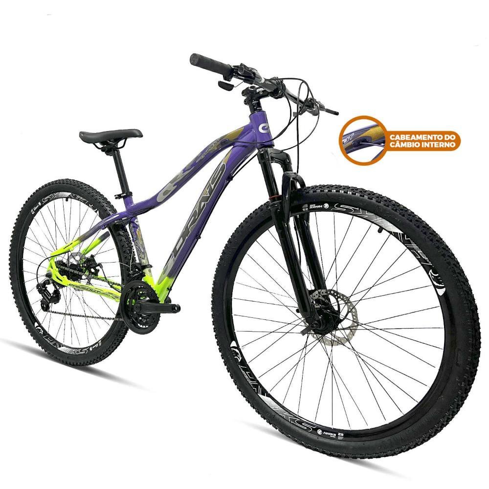 Bicicleta 29 Shimano 21 marchas Drais Chillout Freio disco - violeta+verde - 19 - 2