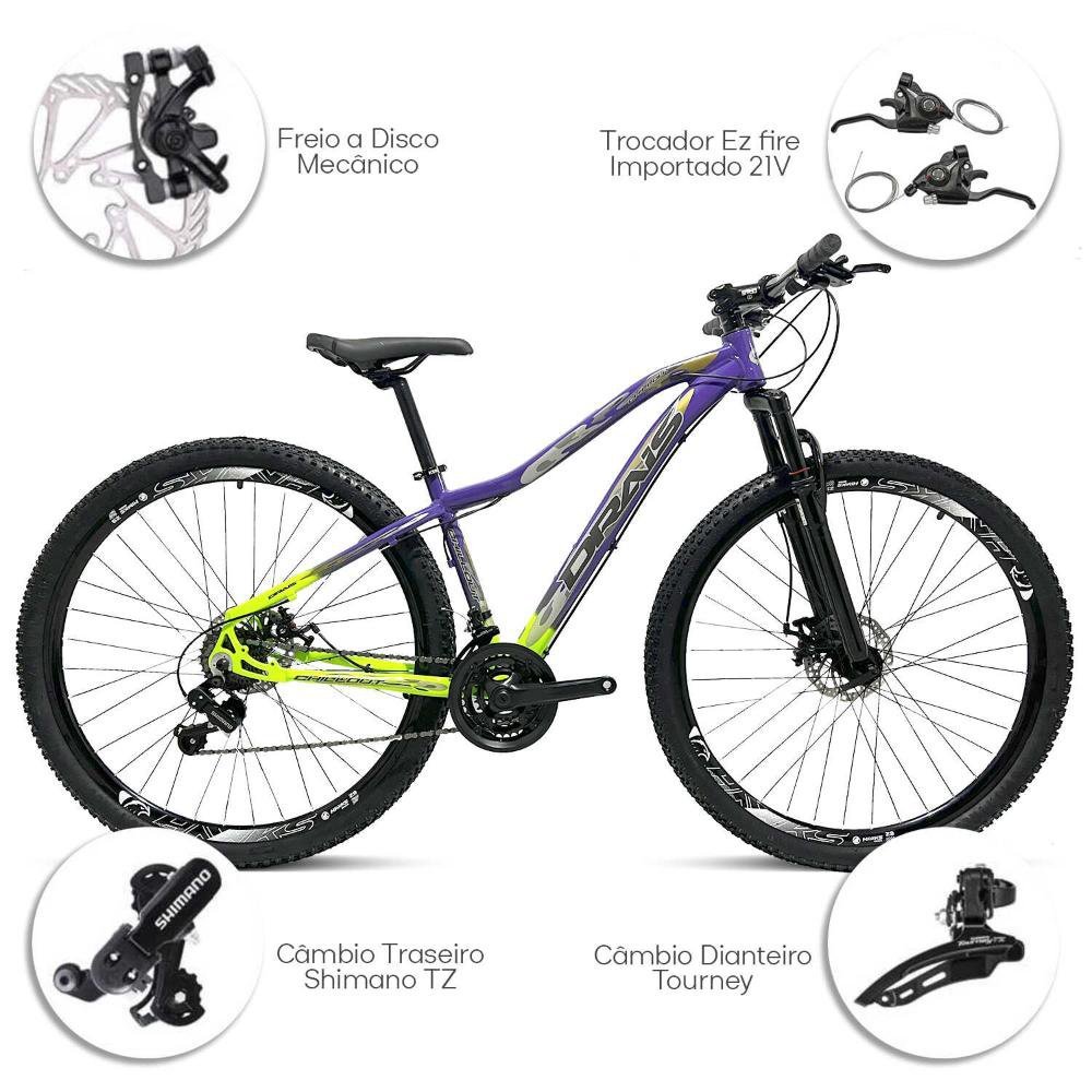 Bicicleta 29 Shimano 21 marchas Drais Chillout Freio disco - violeta+verde - 19 - 3