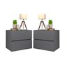 Conjunto Mesa de cabeceira eros parede suspenso 2 gavetas cor cinza - 1