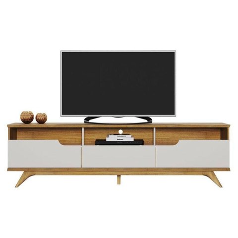 Bancada Diplomata para TV 65" 200cm MDF com LED Off White Valdemóveis