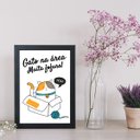 Ver imagem 2 de Quadro Decorativo Gato Na Área 24x18cm - com vidro:Madeira branca