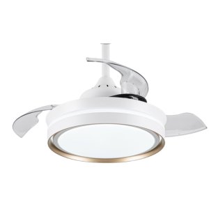 Plafon Ventilador de Teto Retrátil Led Breeze Home Branco + Dourado 30w