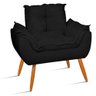 Poltrona Opala para Recepção Atendimento Pés Madeira - Suede Preto - Wd Decor - 1
