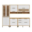 Ver imagem 3 de Cozinha Completa Modulada 100% MDF 5 Peças 11 Portas 4 Gavetas e Vidro 274cm Vicenza Espresso Móveis Branco/Amêndoa/Brilho