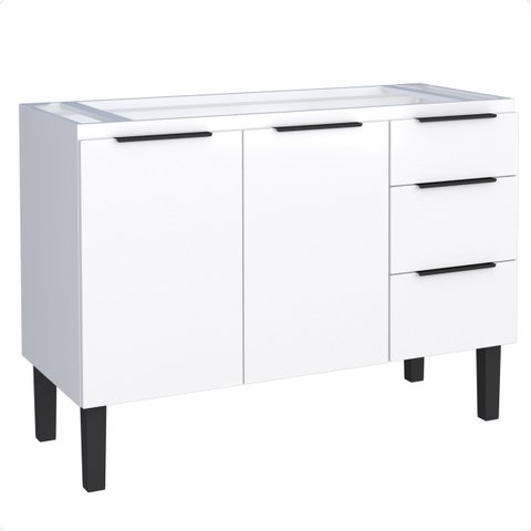 Balcão Gabinete Armário Aço para Pia Cozinha 120cm Flora 117