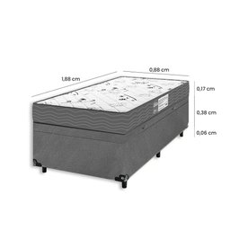 Cama Box Baú Solteiro + Colchão D33 One Face - Suede Cinza - E-shop Casa - 3