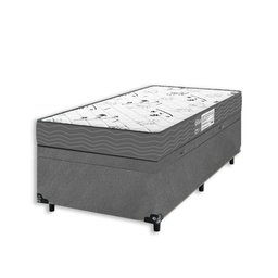 Cama Box Baú Solteiro + Colchão D33 One Face - Suede Cinza - E-shop Casa - 5