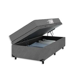 Cama Box Baú Solteiro + Colchão D33 One Face - Suede Cinza - E-shop Casa - 4