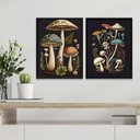 Ver imagem 2 de Kit 2 Quadros Decorativos Cogumelos 24x18cm - com Vidro:madeira Branca