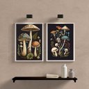 Ver imagem 1 de Kit 2 Quadros Decorativos Cogumelos 24x18cm - com Vidro:madeira Branca