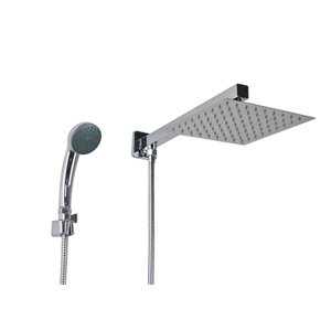 Ducha Inox 304 20x20 Cm C/ Desviador e Ducha de Mão em Abs