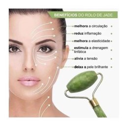 Roller de Jade Skincare Facial Anti Rugas Pedra de Jade Rolo - 6