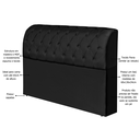 Ver imagem 2 de Cabeceira Antonella Estofada Preto para Box Cama Casal 140cm com Bau Organizador