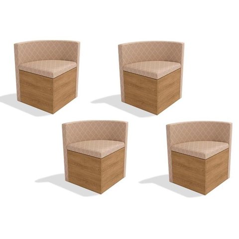 Kit 4 Cadeiras Sala Jantar 4CAD800 4 Un Freijó/Suede Bege Geométrico - Kappesberg