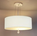 Ver imagem 2 de Lustre Pendente Com Cristal Cúpula Branco 40x15 2E27