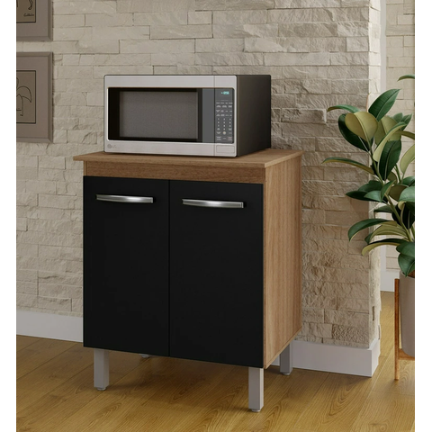 Balcão Multiuso 2 Portas Serena 70cm - Savana/Preto Móblis