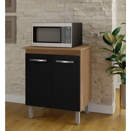 Balcão Multiuso 2 Portas Serena 70cm - Savana/preto Móblis - 1