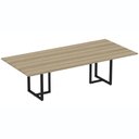 Ver imagem 1 de Mesa De Reunião Retangular 260 X 120 Cm Pé Tubular Pe25 Em Mdp Noce Naturalle Base Preta
