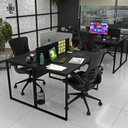 Ver imagem 1 de Escrivaninha Mesa Escritório 2 Lugares 120cm Industrial Preto