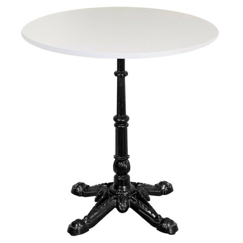 Base de Mesa Apus em Ferro Preto 75 Cm (alt) Tampo Mdp Redondo Branco 60 Cm (larg) X 2,5 Cm (alt)