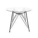 Ver imagem 1 de Mesa Eames Ferro Eiffel Cor Preta de Jantar ou Cozinha para 4 Lugares com Tampo de Vidro Redondo 90c