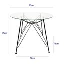Ver imagem 3 de Mesa Eames Ferro Eiffel Cor Preta de Jantar ou Cozinha para 4 Lugares com Tampo de Vidro Redondo 90c