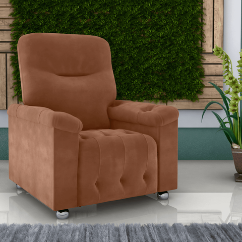 Poltrona Reclinável Verona Cappuccino em Veludo 83x143cm com 2 Estágios